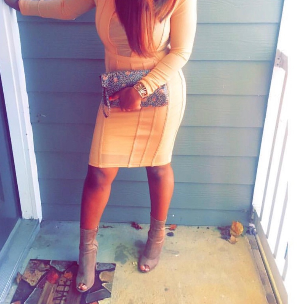 Nude Long Sleeve Dress